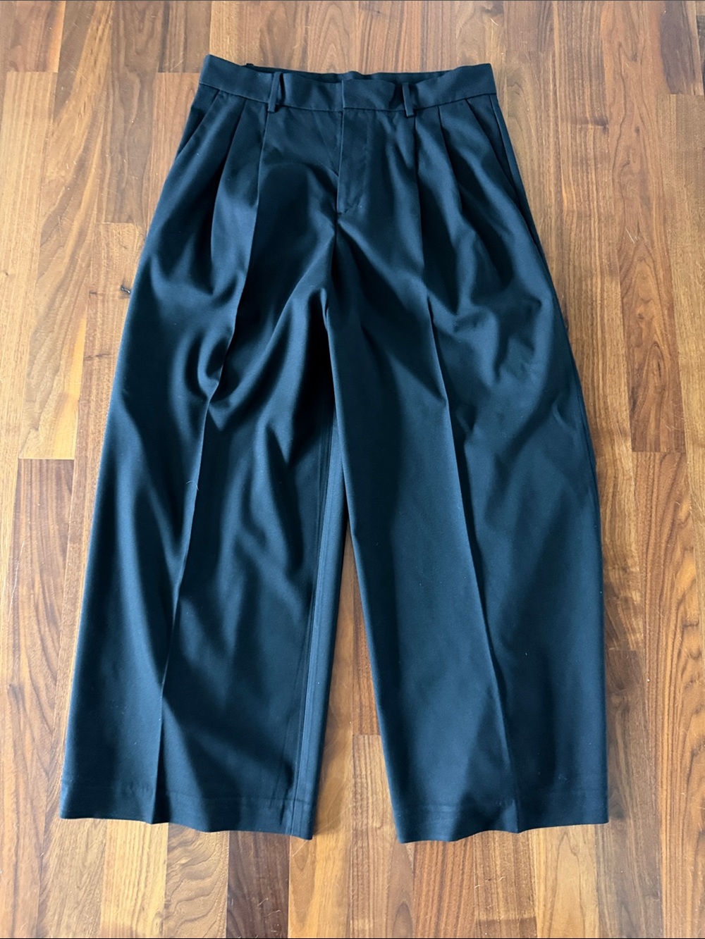 Madewell The Harlow Black Pleated Wide-Leg Trousers